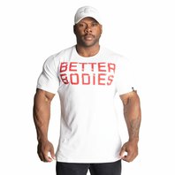 Better Bodies BASIC TAPERED TEE WHITE/RED – tričko Better Bodies bílo-červené