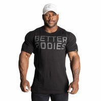 Better Bodies BASIC TAPERED TEE BLACK/GREY – tričko Better Bodies černo-šedé
